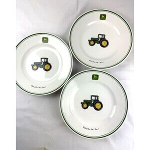 John Deere Tractor 11.25” Dinner Plate Green Rim Gibson SET OF 3